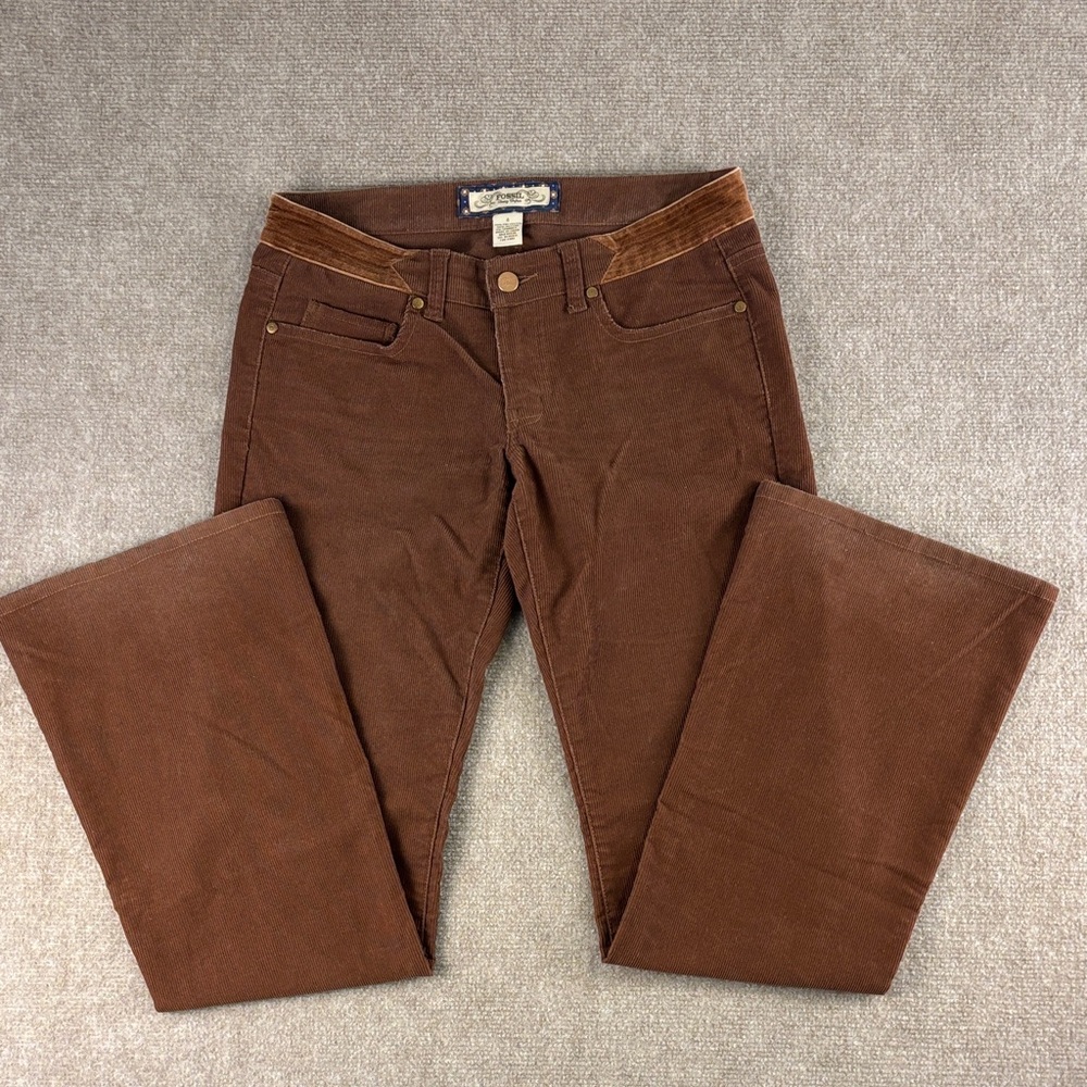 Fossil Women's Boot Cut Hipster Rich Corduroy Brown Jeans Size 4 Used